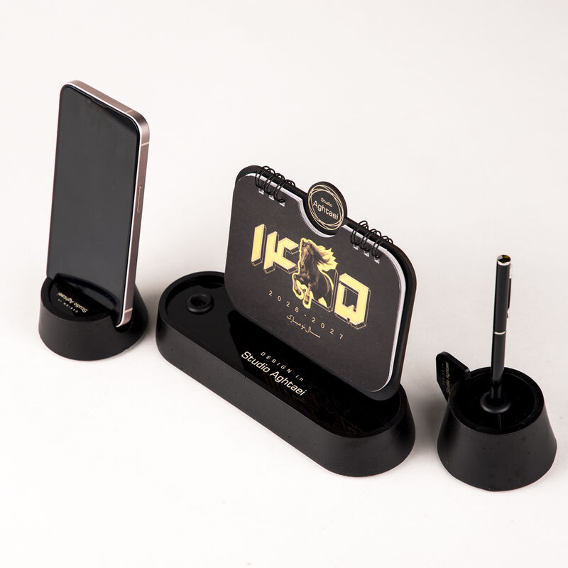 تقویم رومیزی 1405 مدل A+100 طرح پلاکسی مشکی gallery0